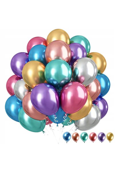 SNM Set Baloane, SNM, 50 Buc, Baloane Metalizate Chrome Pentru Aniversari Nun...