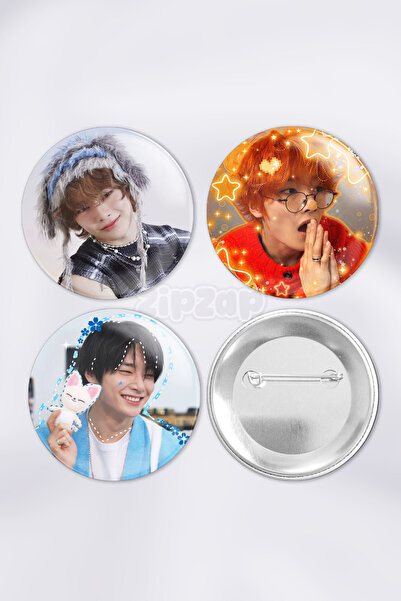 ZipZap I.N Stray Kids KPOP Çanta Süsü Rozet İğneli Buton Rozet Seti (3 ADET)