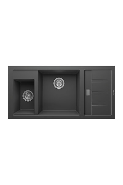 RealStone Aspendos P022 Damlalıklı Granit Evye 1000x500 mm Çift Göz Mutfak Ev...