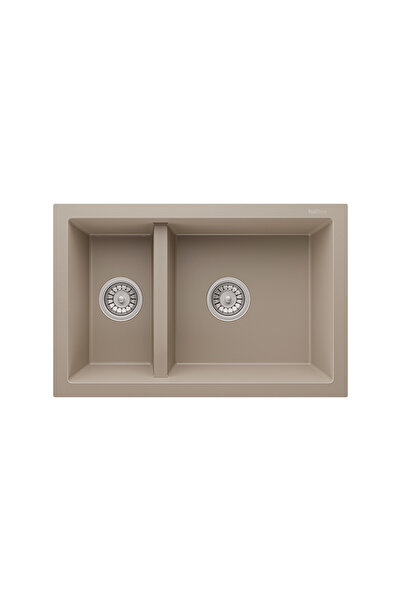 RealStone Bergama P018 Granit Evye 770x530 mm Damlalıksız Çift Göz Mutfak Evy...
