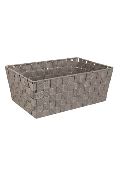 OEM Coș depozitare împletit tip ratan gri, organizator decorativ, 38x26x15cm