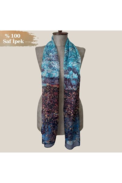 Pure Silk Atelier %100 Saf İpek Van Gogh Gelincik Tarlası Desenli Lüks Fular ...