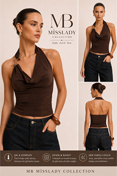 MB MİSSLADY COLLECTION Halter Neck Stretchy Sleeveless Knitted Blouse
