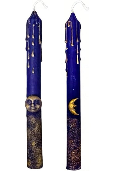 The Bros Moon Ritual Taper Candles Set of 2, Full Moon & Crescent Moon Purple...
