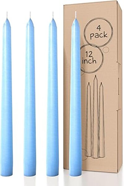 The Bros 12 inch Taper Candles Set of 4 - Dripless and Smokeless Candle Unsce...