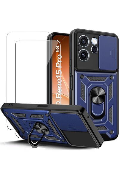 Rivor Oppo Reno 15 Pro Uyumlu Kılıf Kamera Sürgülü Standlı Yüzüklü Darbe Emic...