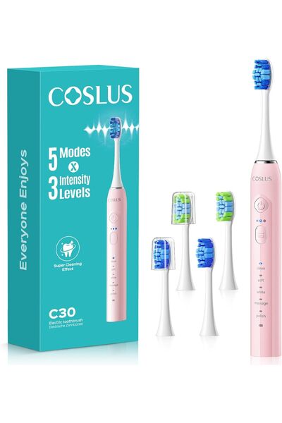 COSLUS C30 Electric Toothbrush for Adults & Teens: 5 Modes & 3 Intensities, L...