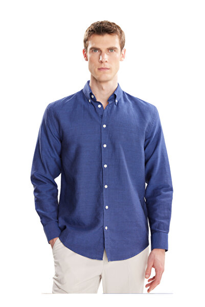 Ted Baker Mavi Erkek Düğmeli Comfort Fit Oxford Gömlek TBMRSH2060