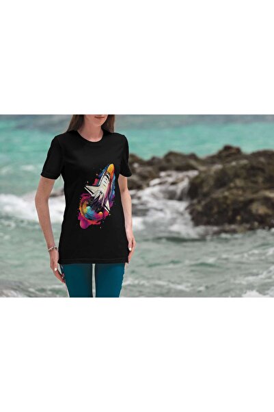 iLovePrints Colorful Space Shuttle Art Tshirt