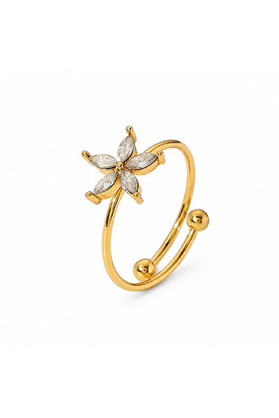 YVA Jewelry Inel reglabil din oțel inoxidabil placat cu aur rezistent la apă ...