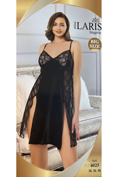Miss Laris Lingerie DANTEL İŞLEMELİ SATEN GECELİK 4025