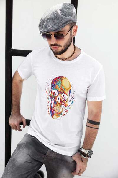 iLovePrints Abstract Colorful Skull Artwork Tshirt