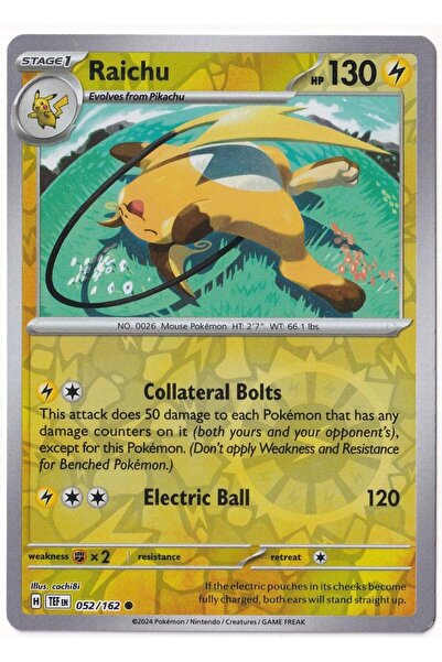 Pokemon Raichu [Reverse Holo] 052/162 - Temporal Forces - Kartı (Mint)