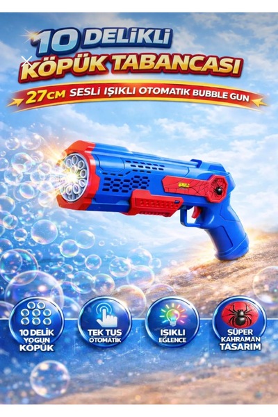 CAN OYUNCAK SESLİ IŞIKLI ÖRÜMCEK ADAM KÖPÜK TABANCASI BUBBLE GUN BALONCUK