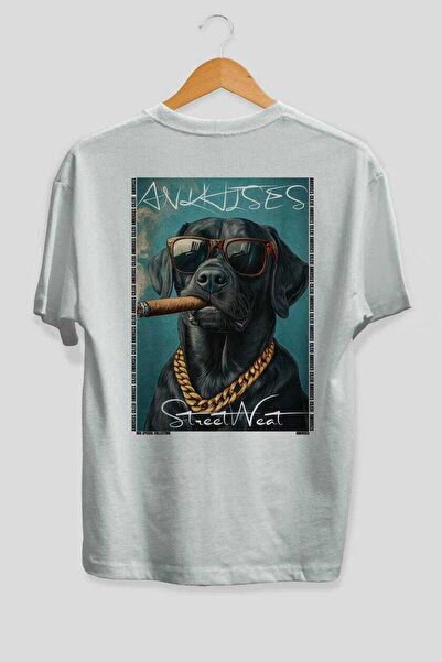 Ankhises For Dog Lovers 43 White Oversize T-Shirt with Dog Print on the Back ...