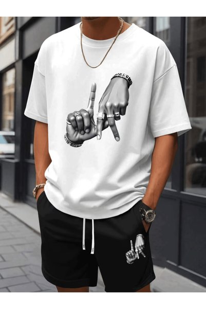 one button Men's Premium Oversize Detail Printed Men's Premium Oversize Top a...