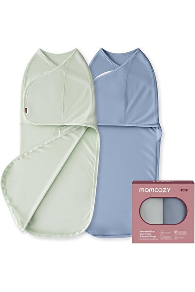 Momcozy Newborn Swaddle Bags, 2 Pcs, Blue & Green - Strong Velcro, Reduces St...