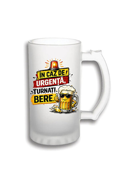 peGiftuiala Halbă Bere Personalizată 500 ml – În Caz de Urgență, Turnați Bere