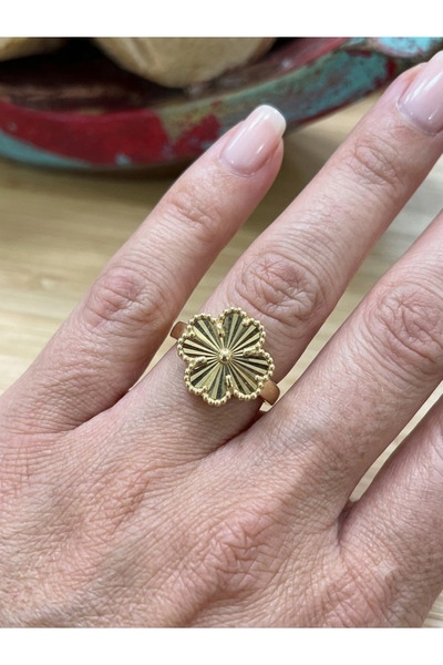 NB JEWELLRY 14 k altın kaplama yonca yüzük