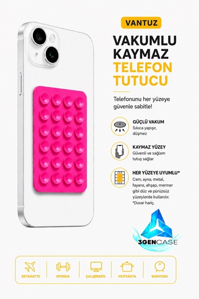 3GEN CASE Cep Telefonu Tutucu Vantuz Vakumlu Kaymaz Tüm Telefonlar ile Uyumlu...