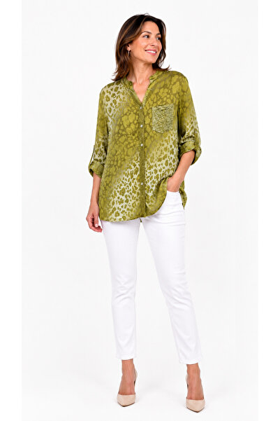 kısmet sepeti Women's Italian Leopard Patterned Sequin Detailed Long Sleeve S...