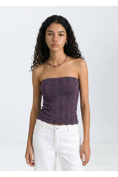 Mango Teen Metalik bandeau bluz