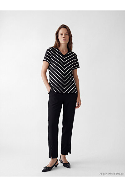 LC Waikiki Nevavm Women's Pants with Elastic Waist and Difference in Color
