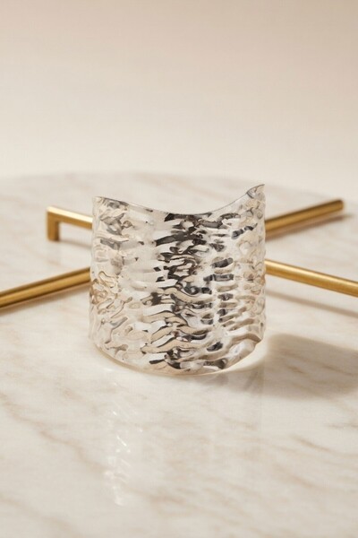 bacc Silver Forged Textured Wide Cuff Bracelet