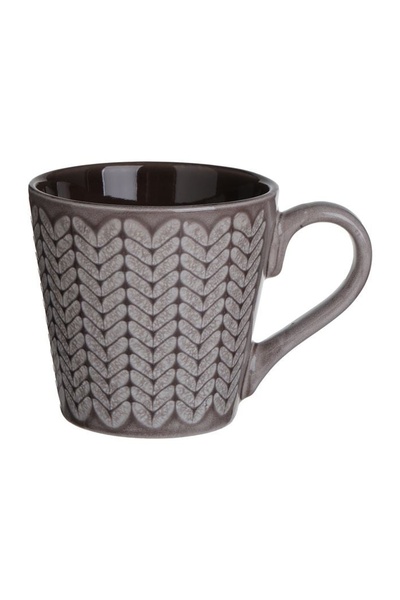 OEM Cană din ceramică bej 220ml, model frunze reliefate, efect glaze