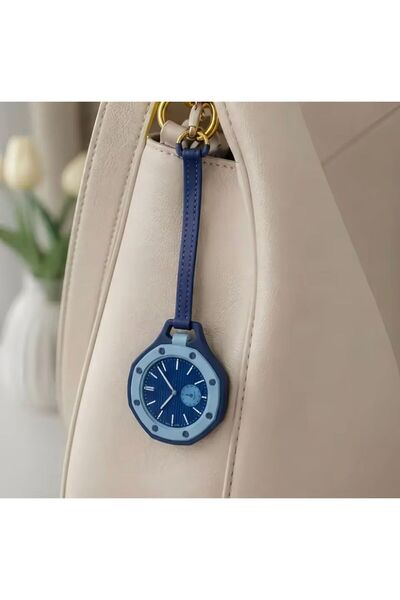 diğer 111 Fashionable Geometric Design Pocket Watch with Leather Pendant - Di...