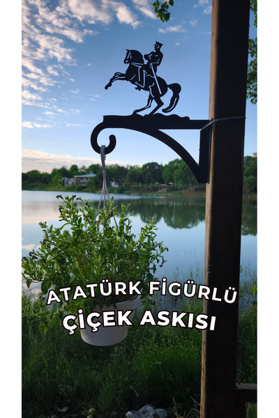 Metalciklerim Metal Saksı Askılığı - Atatürk Figürlü Duvar Tipi Dekoratif Çiç...