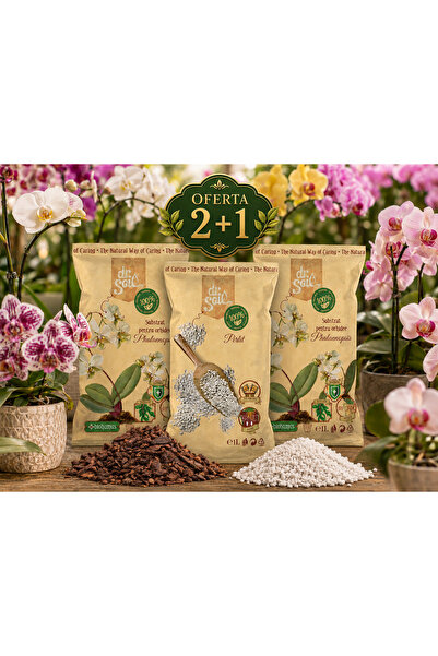Dr Soil Set 2+1, Substrat Dr.Soil pentru orhidee Phalaenopsis 2 x 1L + Perlit...