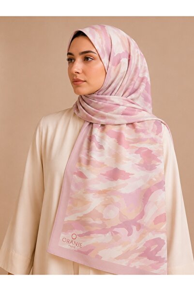 Saaye Babil İpek Pastoral Desenli Pembe Şal 190x80