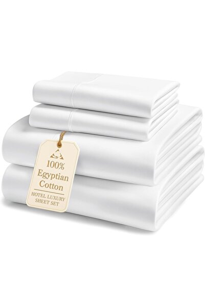 LANE LINEN 100% Egyptian Cotton Bed Sheets - 1000 Thread Count 4-Piece White ...