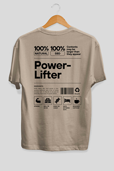 Ankhises Tricou bej cu imprimeu pe spate Powerlifter, 100% bumbac, îmbrăcămin...