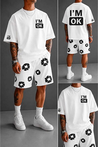 LOTS MODA Set de tricou și pantaloni scurți pentru bărbați, cu imprimeu I’m O...