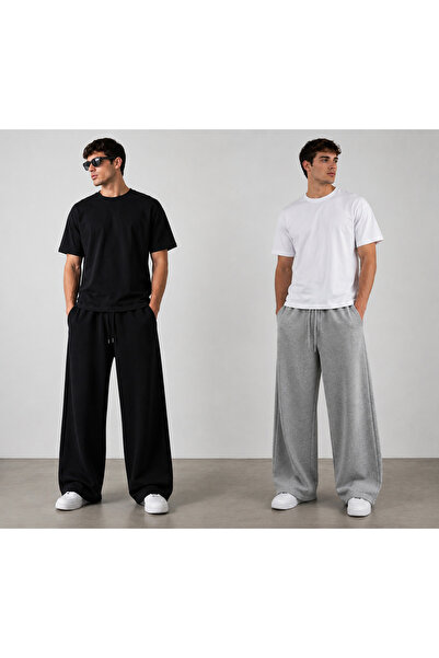 BERYY MODA Pachet economic: Pantaloni de trening pentru bărbați, negru și gri...