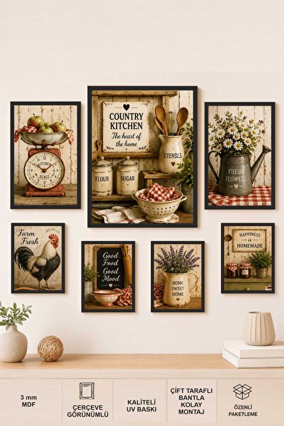 UNT Kuhinjski set od 7 delova MDF slika | Rustikalni dekor za kuhinju na farm...