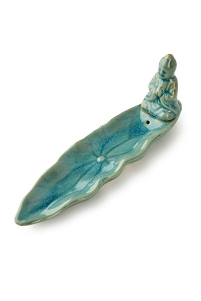 MONDEX Suport ceramic pentru tămâie Buddha 21x6x8 cm Verde 1 buc.