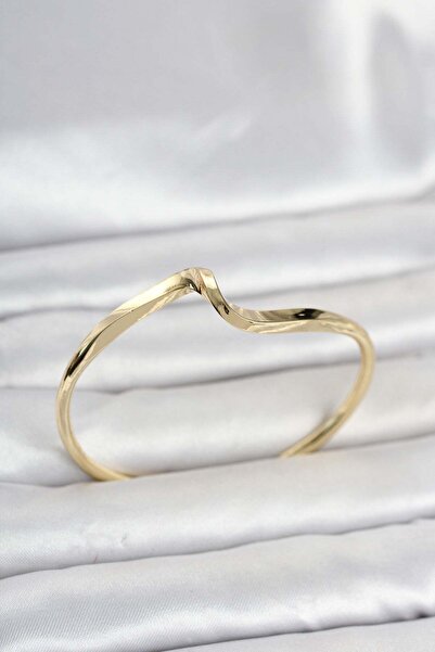 Inure Jewelry سوار نسائي من النحاس ذهبي اللون بتصميم متعرج