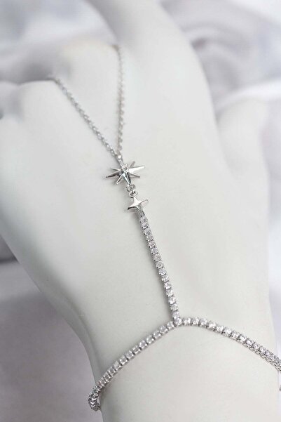 Inure Jewelry نجم القطب من النحاس الفضي اللون مع حجر الزركون موديل شاهمران