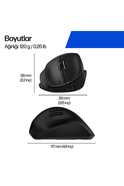 HP 720m Tilt Ergonomik Kablosuz Siyah Mouse
