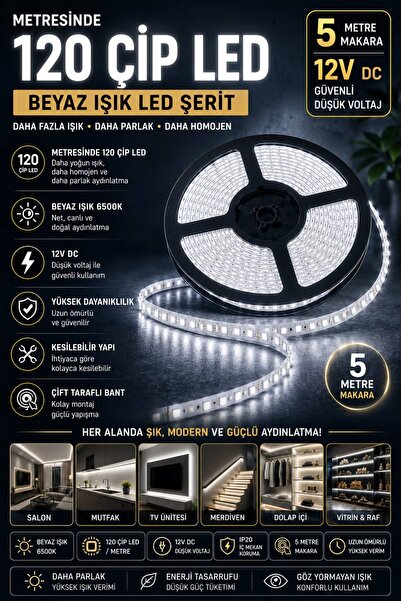Noas 12V 120ÇİP İÇ MEKAN ŞERİT LED BEYAZ