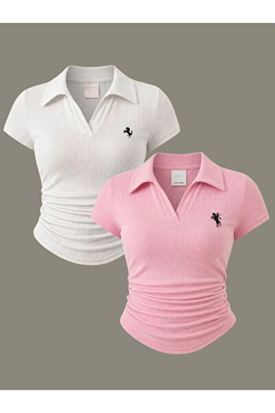 DREICH STREETWEAR ART 2 Li Polo Collar Embroidered Blouse