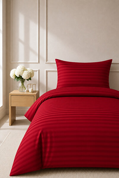 Anılsan Elif Satin Striped Single Set Buttoned Duvet Cover Quilt Cover 100% C...