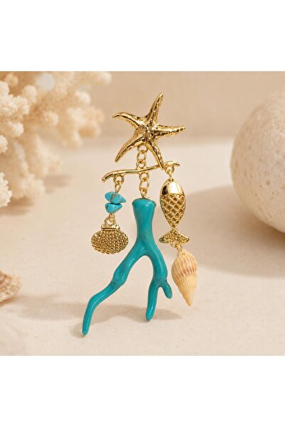 So Much Accesories Gold Starfish Coral Detailed Women's Earrings |   Stylish ...