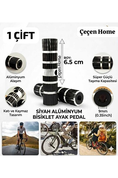 ÇEÇEN HOME Alüminyum 1 Çift Bisiklet Pedalı, Bisiklet Arkası Ayak Koyma Basam...