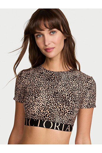 Victoria's Secret Pamuklu Kısa Kollu Bralet Crop Üst