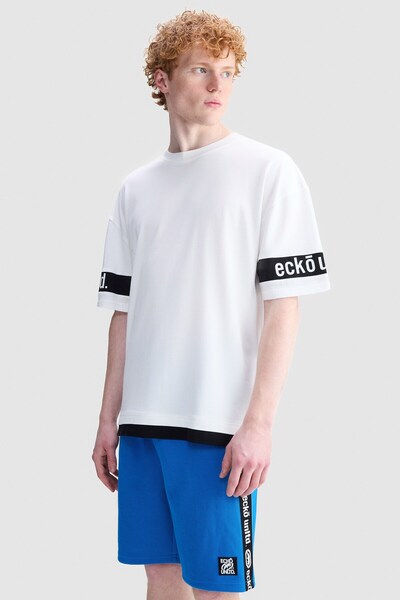 ecko unltd. Easton Oversize Crew Neck Printed 100% Cotton Men's White T-Shirt