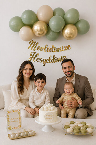 Parti dolabı Mevlid Seti: Oda Mekan Süsleme Yazı, Banner Set Bebek Diş Küf Ye...